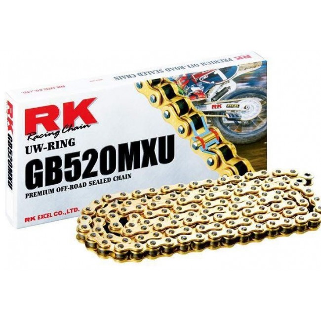 Cadena transmisión RK GB 520 MXU Con retenes Serie Oro Motocross /Enduro